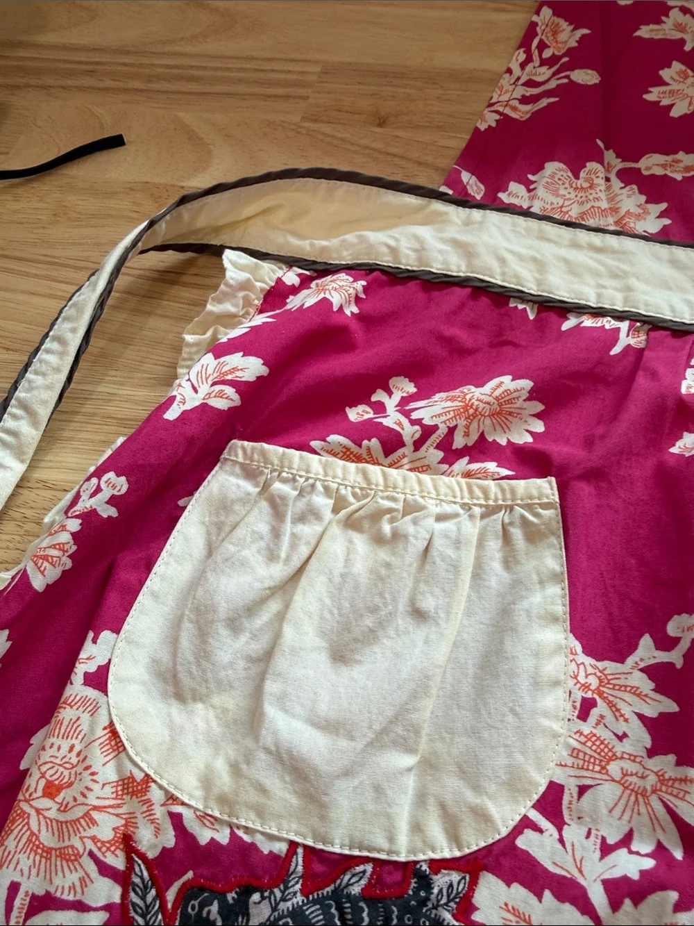 Anthropologie Floral Halter Apron Dress in Fuchsia and Cream